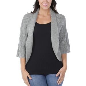 Zara Open Front Cardigan Cable Knit Draped Sweater Women's  Size Medium Gray